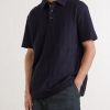 Organic Herringbone Cotton-Piqué Polo Shirt - FR Organic Herringbone Cotton-Piqué Polo Shirt - FR