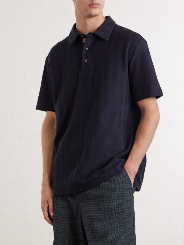 Organic Herringbone Cotton-Piqué Polo Shirt - FR Organic Herringbone Cotton-Piqué Polo Shirt - FR