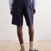 Straight-Leg Linen Shorts - BK Straight-Leg Linen Shorts - BK