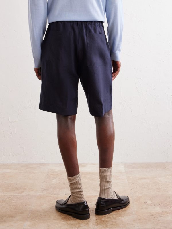 Straight-Leg Linen Shorts - BK Straight-Leg Linen Shorts - BK