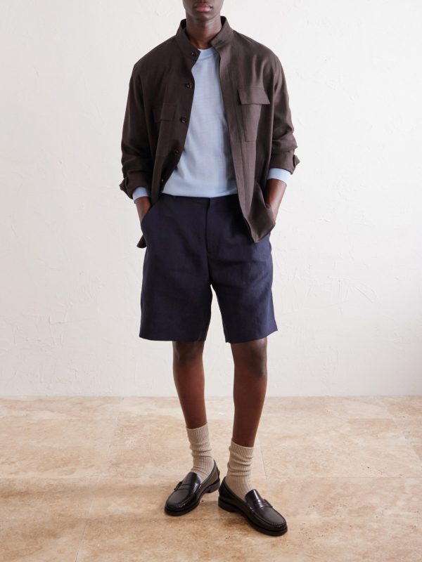 Straight-Leg Linen Shorts - OU Straight-Leg Linen Shorts - OU