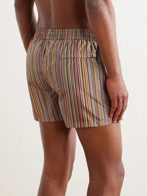 Short-Length Striped Swim Shorts - BK Short-Length Striped Swim Shorts - BK