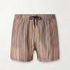 Short-Length Striped Swim Shorts Short-Length Striped Swim Shorts
