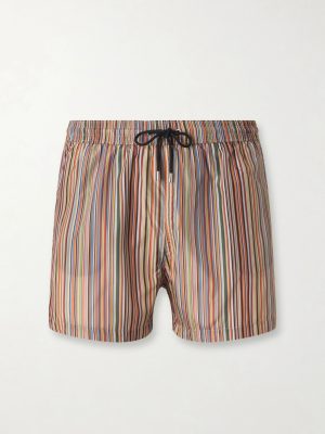 Short-Length Striped Swim Shorts