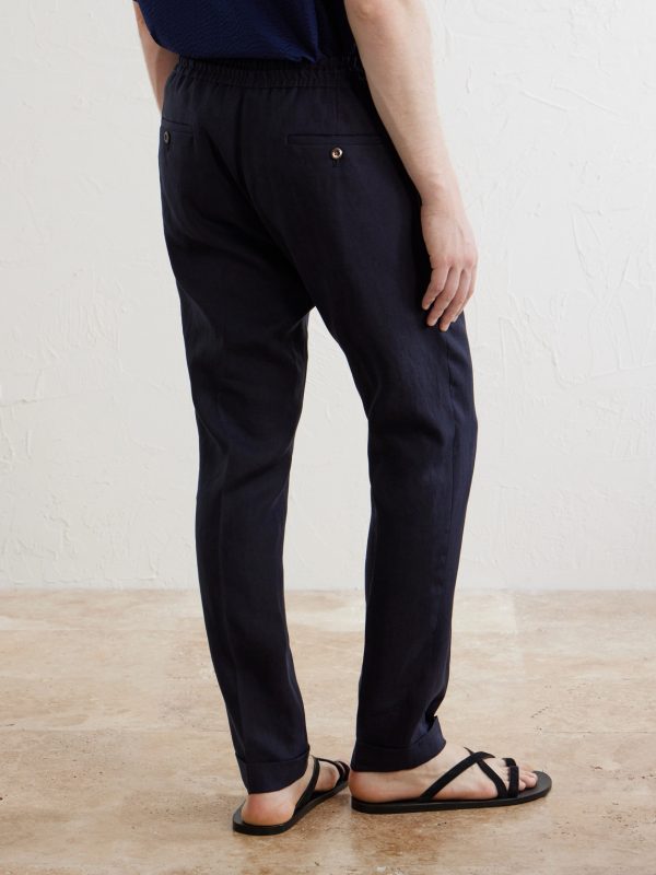 Straight-Leg Linen Trousers - BK Straight-Leg Linen Trousers - BK
