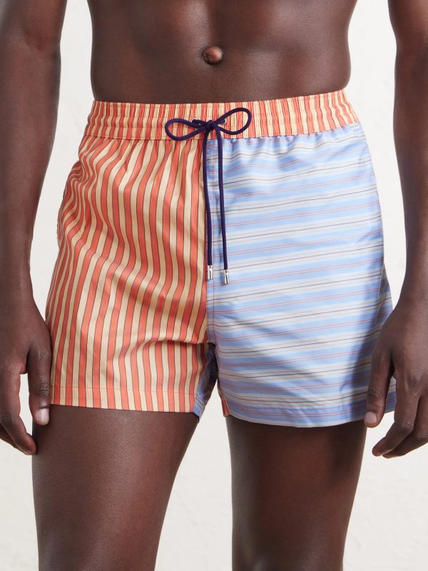 Dual-tone Straight-Leg Striped Swim Shorts - FR Dual-tone Straight-Leg Striped Swim Shorts - FR