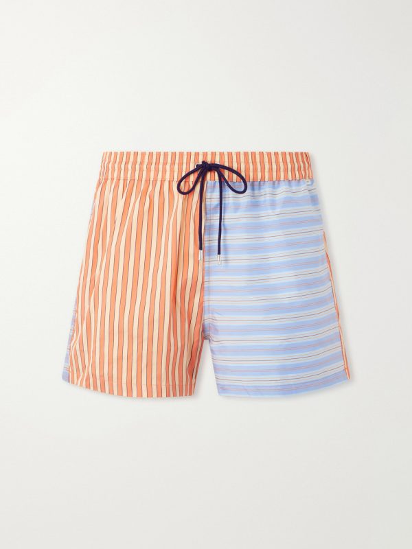 Dual-tone Straight-Leg Striped Swim Shorts Dual-tone Straight-Leg Striped Swim Shorts