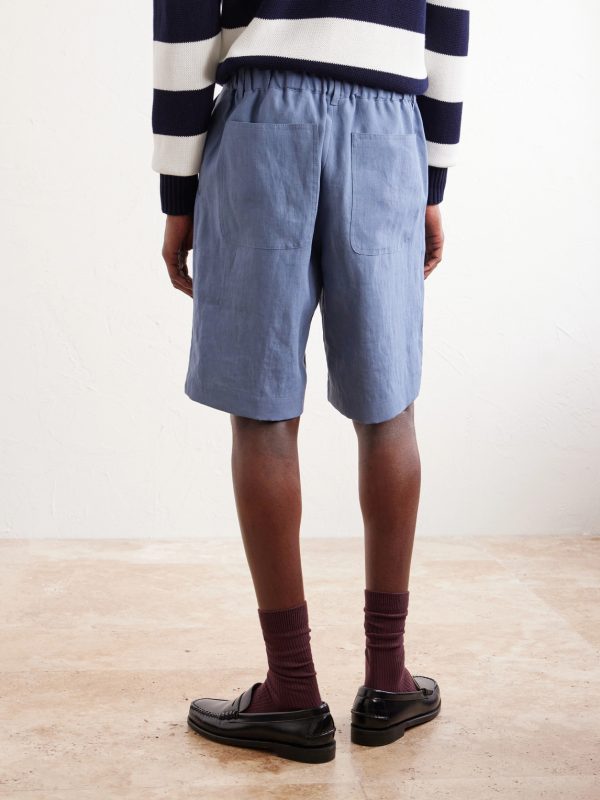 Straight-Leg Linen Shorts - BK Straight-Leg Linen Shorts - BK