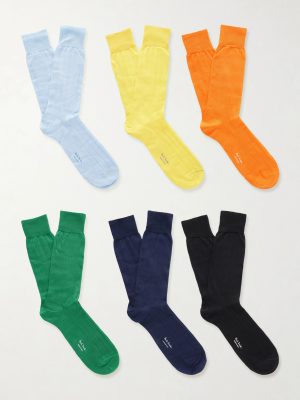 Pack of Six Cotton-Blend Socks