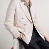 Double-Breasted Linen and Cotton-Blend Blazer - CU Double-Breasted Linen and Cotton-Blend Blazer - CU