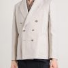 Double-Breasted Linen and Cotton-Blend Blazer - FR Double-Breasted Linen and Cotton-Blend Blazer - FR
