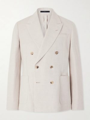 Double-Breasted Linen and Cotton-Blend Blazer