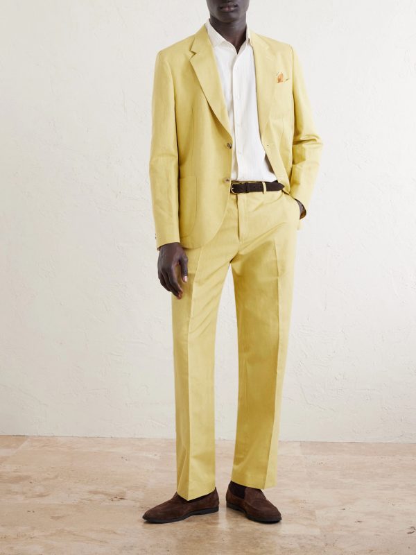 Straight-Leg Cotton and Linen-Blend Suit Trousers - OU Straight-Leg Cotton and Linen-Blend Suit Trousers - OU