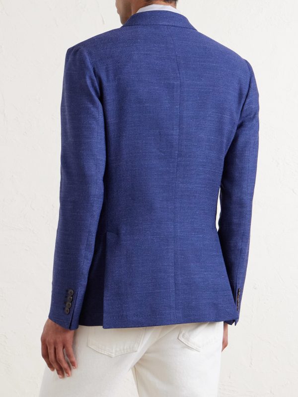 Wool, Linen and Silk-Blend Double-Breasted Blazer - BK Wool, Linen and Silk-Blend Double-Breasted Blazer - BK