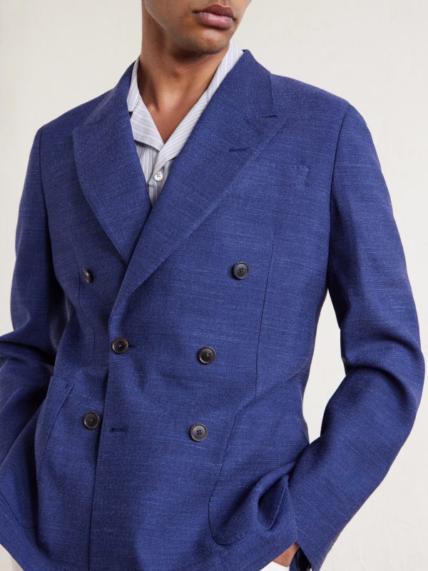 Wool, Linen and Silk-Blend Double-Breasted Blazer - CU Wool, Linen and Silk-Blend Double-Breasted Blazer - CU