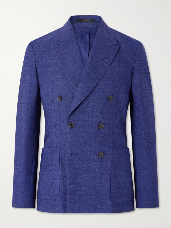 Wool, Linen and Silk-Blend Double-Breasted Blazer Wool, Linen and Silk-Blend Double-Breasted Blazer