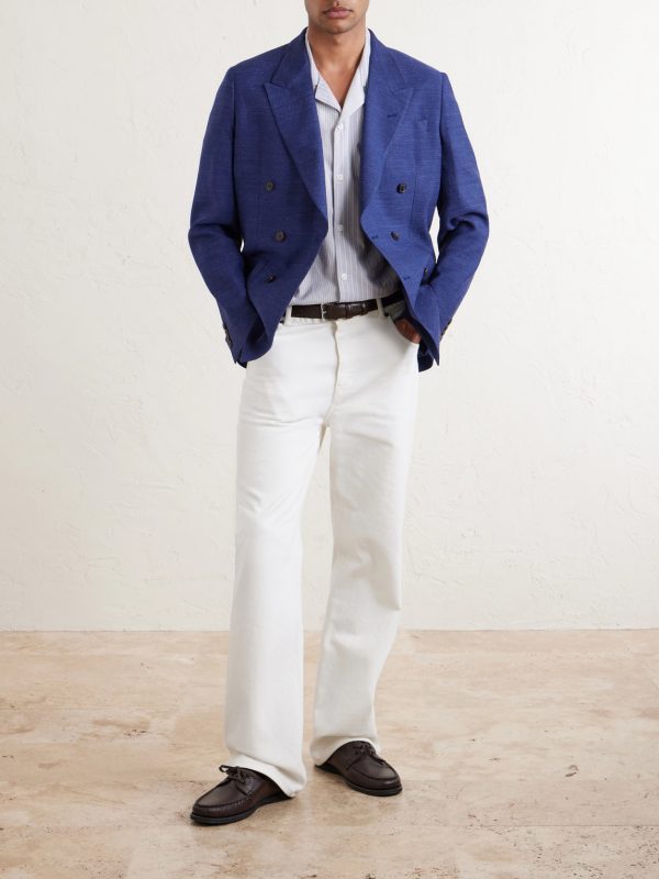 Wool, Linen and Silk-Blend Double-Breasted Blazer - OU Wool, Linen and Silk-Blend Double-Breasted Blazer - OU
