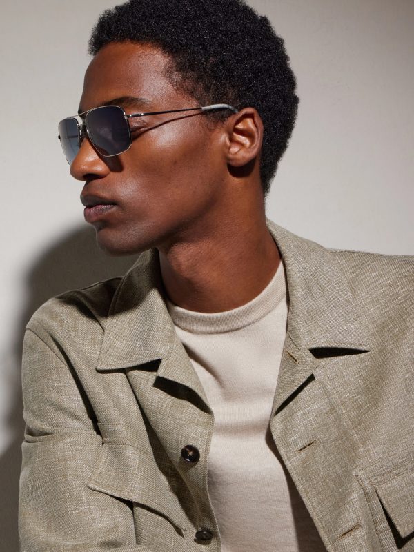 Clifton 58 Aviator-Style Silver-Tone Sunglasses - BK Clifton 58 Aviator-Style Silver-Tone Sunglasses - BK