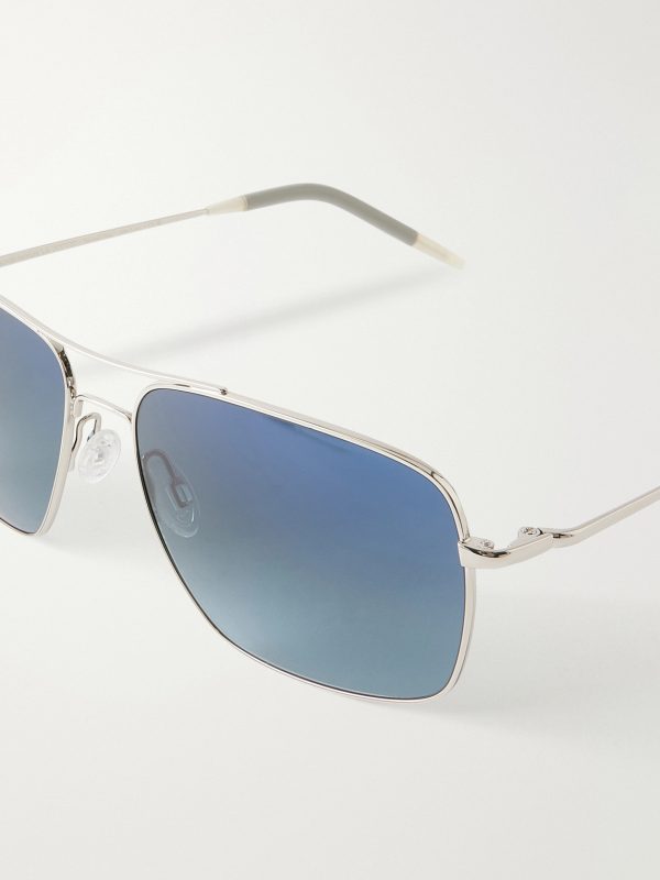 Clifton 58 Aviator-Style Silver-Tone Sunglasses - CU Clifton 58 Aviator-Style Silver-Tone Sunglasses - CU