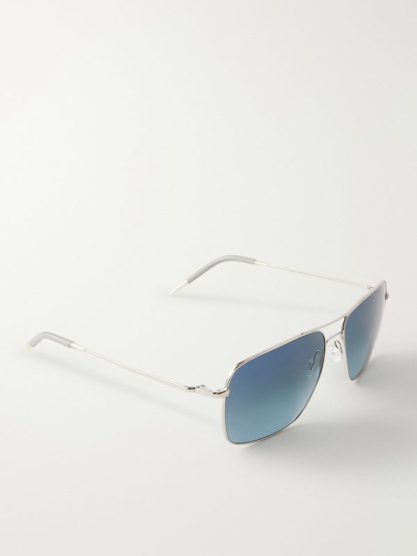 Clifton 58 Aviator-Style Silver-Tone Sunglasses - FR Clifton 58 Aviator-Style Silver-Tone Sunglasses - FR