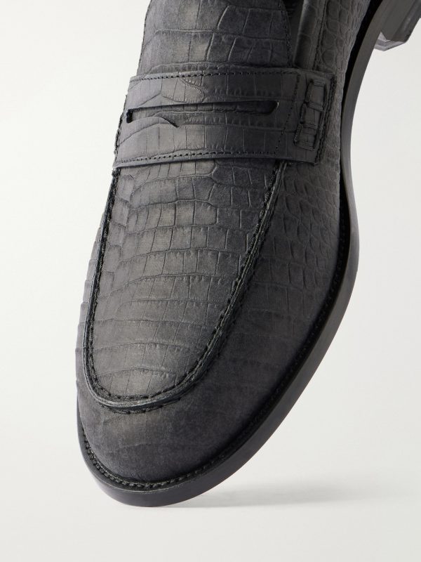 Perry Croc-Effect Nubuck Loafers - CU