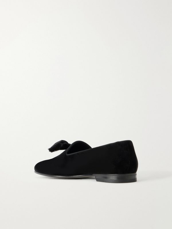 Rufus Bow-Detail Quilted Velvet Loafers - BK Rufus Bow-Detail Quilted Velvet Loafers - BK
