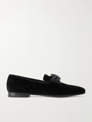 Rufus Bow-Detail Quilted Velvet Loafers