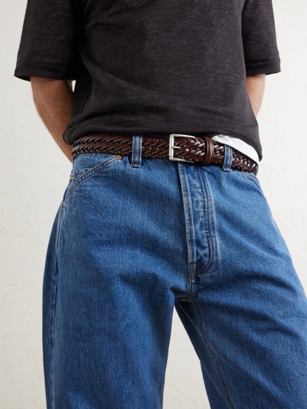 3.5cm Woven Leather Belt - OU