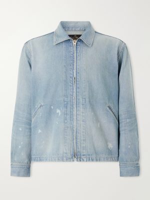 Distressed Denim Zip-Up Jacket Distressed Denim Zip-Up Jacket