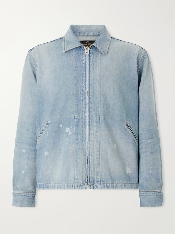 Distressed Denim Zip-Up Jacket Distressed Denim Zip-Up Jacket