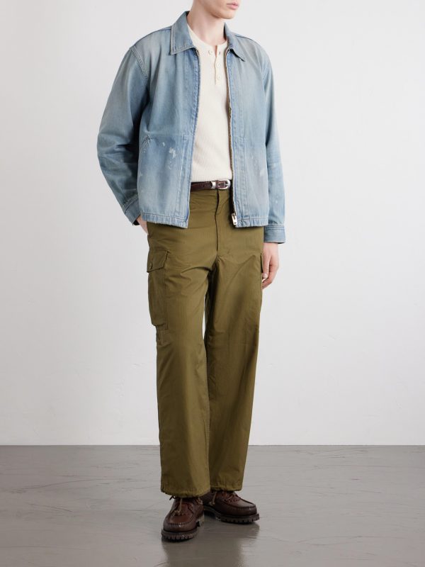 Distressed Denim Zip-Up Jacket - OU Distressed Denim Zip-Up Jacket - OU