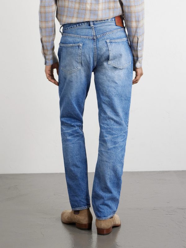 Dartford 1341-1101 Straight-Leg Distressed Selvedge Jeans - BK