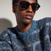 Slim Round Acetate Sunglasses - OU