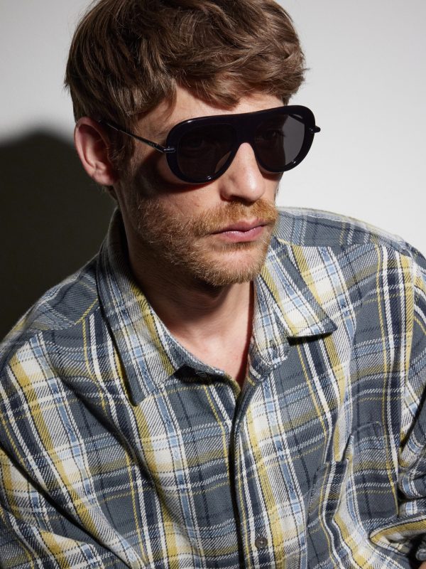 Slim Aviator-Style Acetate Sunglasses - BK