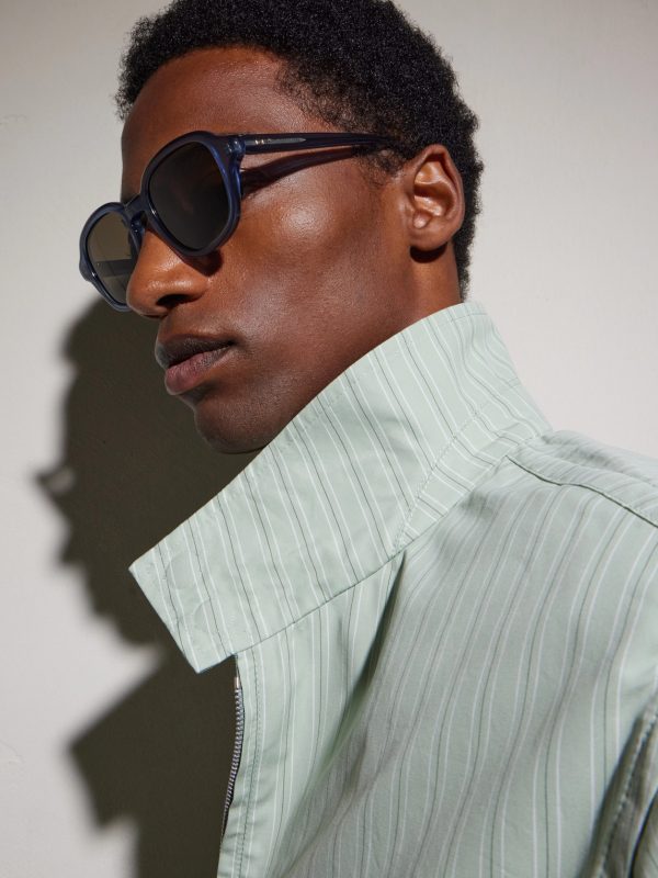 Slim Round Acetate Sunglasses - BK Slim Round Acetate Sunglasses - BK