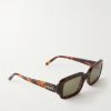 Slim Havana Rectangular Acetate Sunglasses - FR Slim Havana Rectangular Acetate Sunglasses - FR