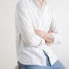 Grandad-Collar Striped Cotton Shirt - CU
