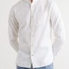 Grandad-Collar Striped Cotton Shirt - FR