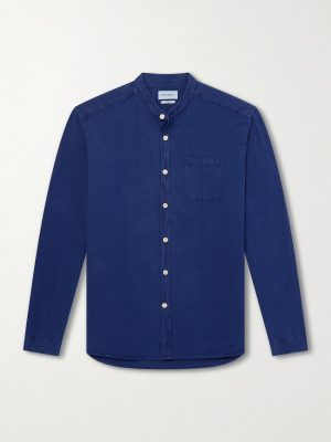 Kildale Grandad-Collar Cotton Shirt