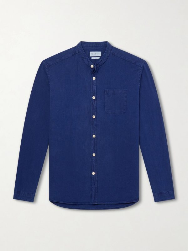 Kildale Grandad-Collar Cotton Shirt