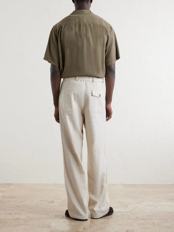 Cotton and Linen-Blend Drawstring Trousers - BK