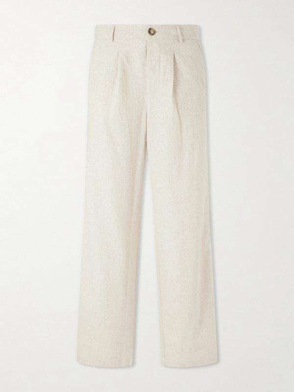 Cotton and Linen-Blend Drawstring Trousers