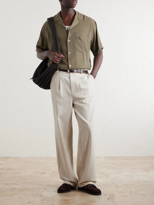 Cotton and Linen-Blend Drawstring Trousers - OU