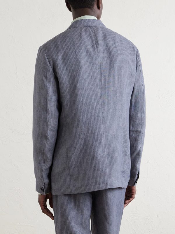 Wilkins Pinstriped Linen Suit Jacket - BK Wilkins Pinstriped Linen Suit Jacket - BK