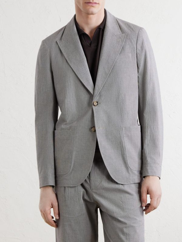 Finsbury Checked Cotton-Blend Seersucker Suit Jacket - FR Finsbury Checked Cotton-Blend Seersucker Suit Jacket - FR