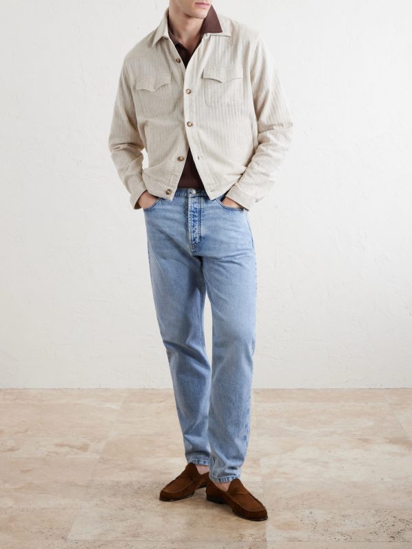Witley Striped Cotton and Linen-Blend Jacket - OU Witley Striped Cotton and Linen-Blend Jacket - OU