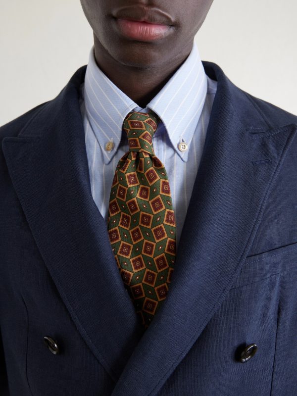 Double-Breasted Linen, Virgin Wool and Cotton-Blend Suit Jacket - E1