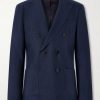 Double-Breasted Linen, Virgin Wool and Cotton-Blend Suit Jacket