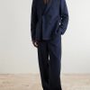 Double-Breasted Linen, Virgin Wool and Cotton-Blend Suit Jacket - OU
