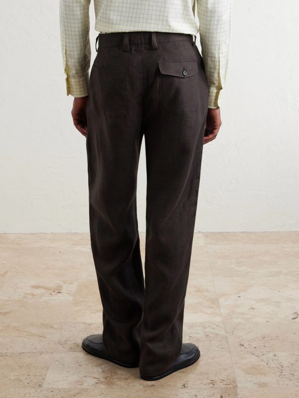 Coney Straight-Leg Pleated Linen Suit Trousers - BK Coney Straight-Leg Pleated Linen Suit Trousers - BK